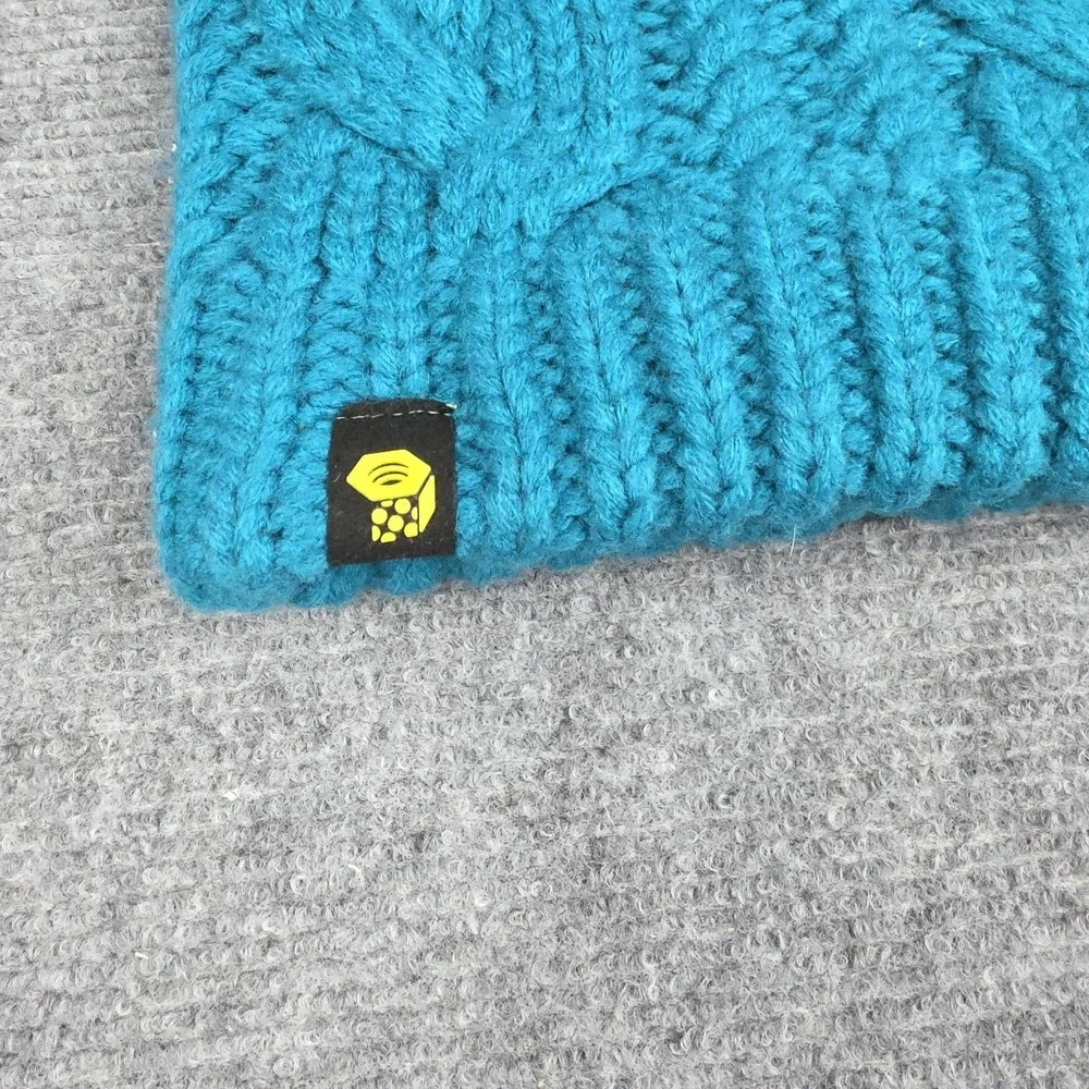 Mountain Hardwear‎ Beanie Hat Womens One Size Blue Cable Knit Pom Ski Winter